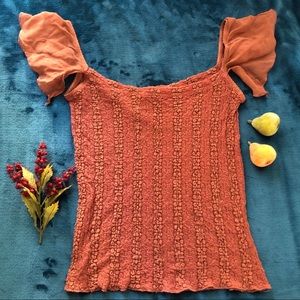 Mango MNG Living Coral Nylon Stretch Top Sz S